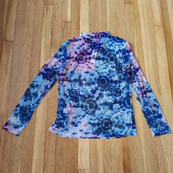 Francesca's full circle trends tie dye mesh mock neck long sleeve NWT - Picture 2 of 5